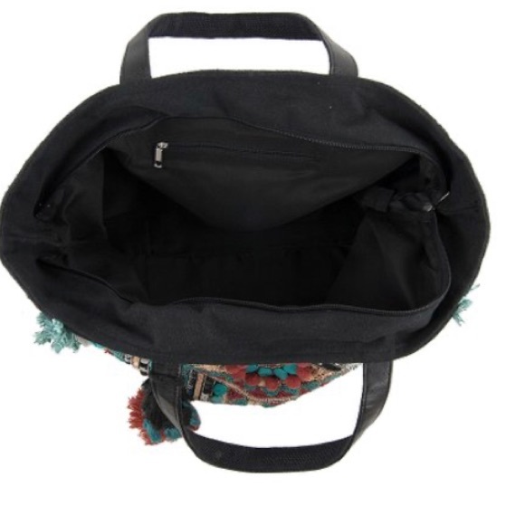 Circus NY | Turquoise & Black Pom-Pom Beaded Jordynn Tote - Picture 3 of 5